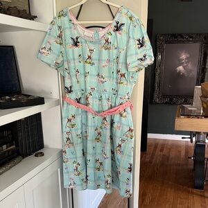 Disney Stitch Shoppe Bambi Plaid print Dress with Pink Belt